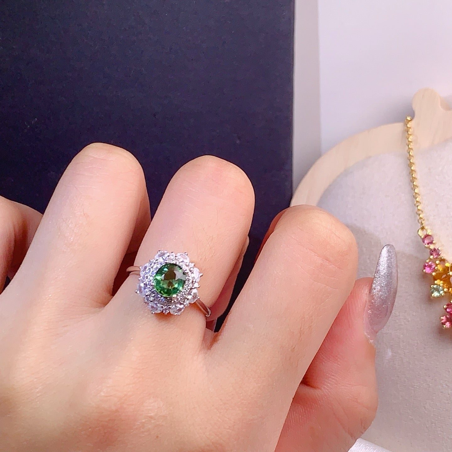 designer-style natural tourmaline ring