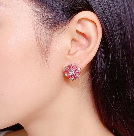 natural pink sapphire stud earring