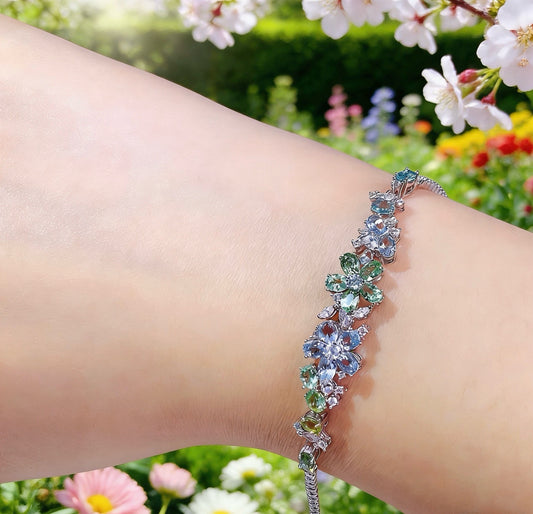 High-quality Aquamarine/Tourmaline bracelet